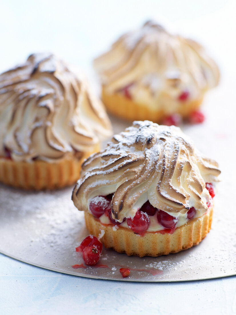 Close-up of surprise tartlets with red currants