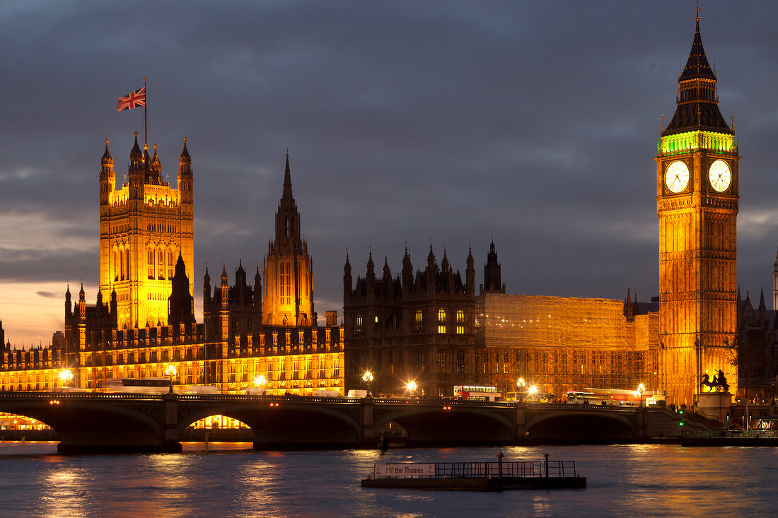 London: Palace of Westminster, Big Ben, Themse