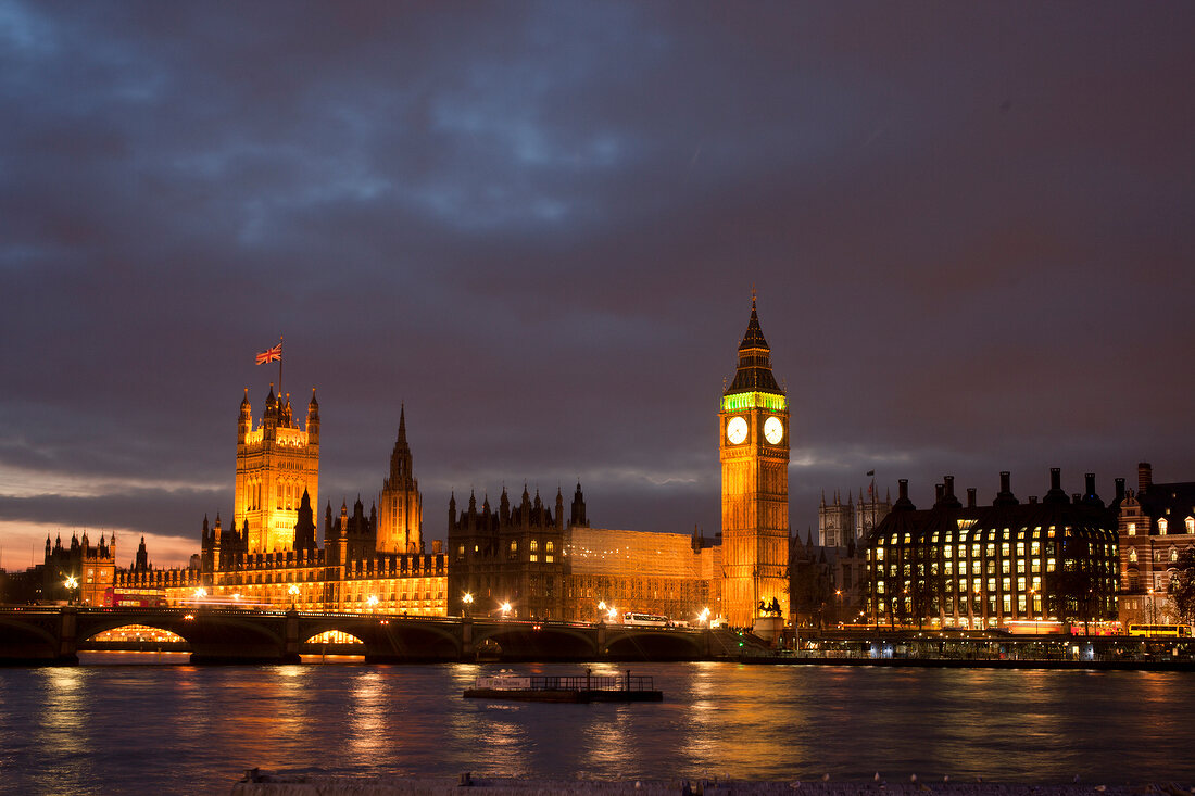 London: Palace of Westminster, Big Ben, Themse