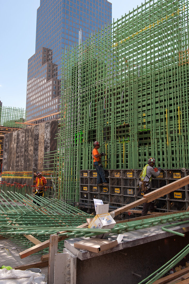 Construction workers working at Ground Zero Construction Site in New York, USA