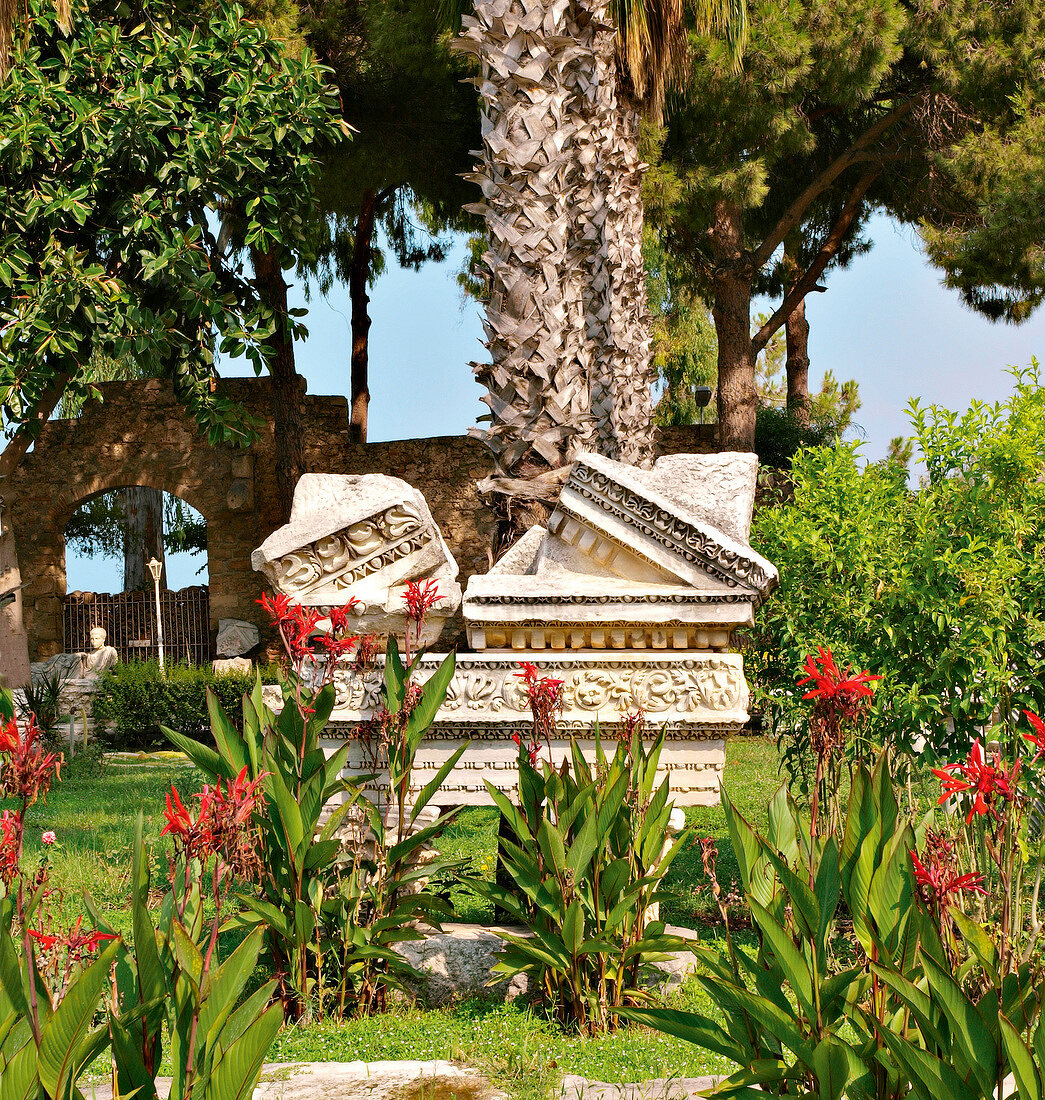 Garden pediment in museum