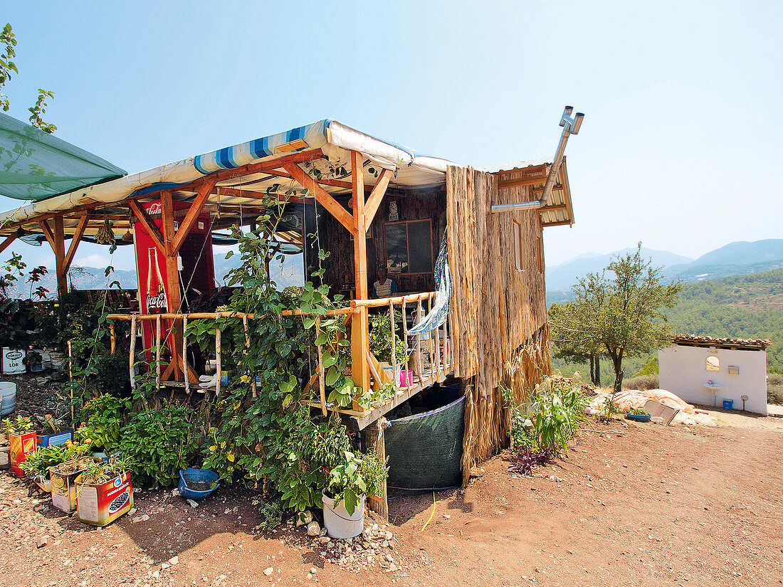 Cafe with hippie flair porch in Olympos National Park, Lycia, Antalya, Turkey