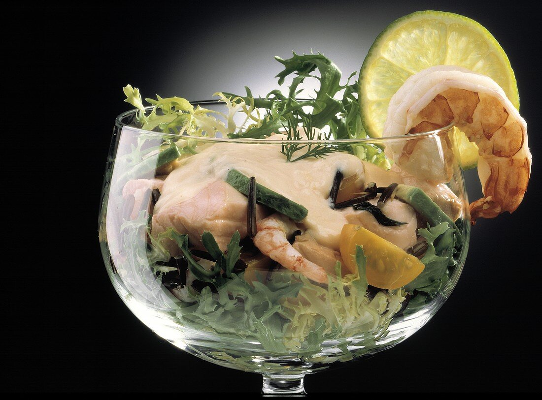 Shrimp and Salmon Salad with Avocado