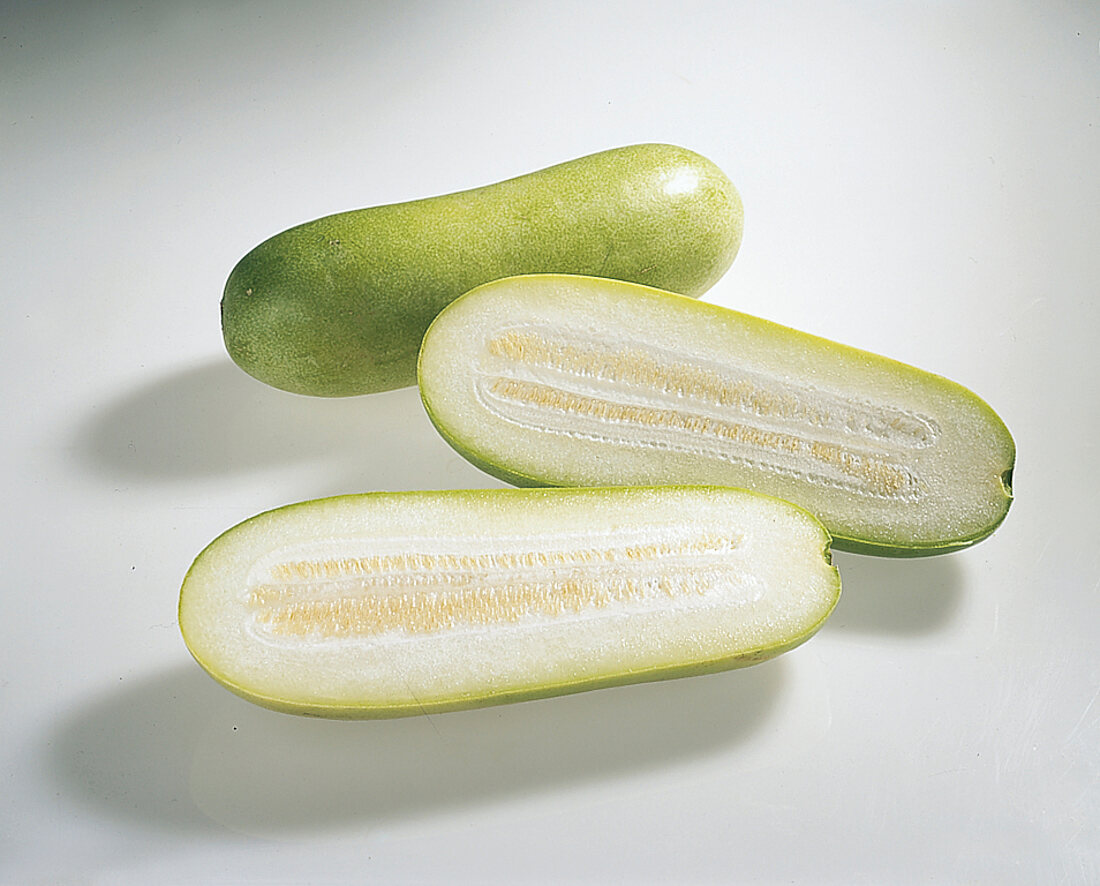 Sponge cucumber on white background