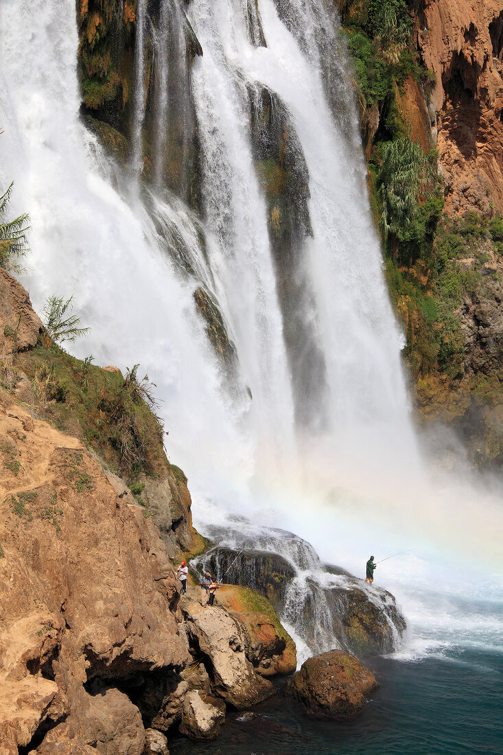 View of Duden Waterfall at Lara rocks in Antalya, Turkey