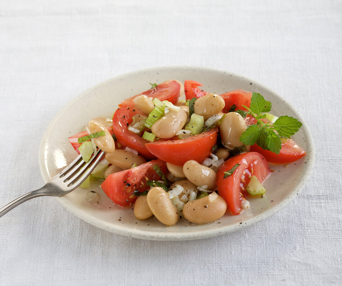 Sommergemüse, Tomaten-Bohnen- Salat