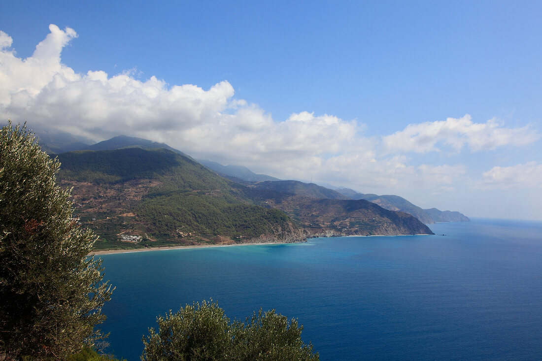 View of sea and Coastal mountains in Anamur, Mersin Province, Turkey