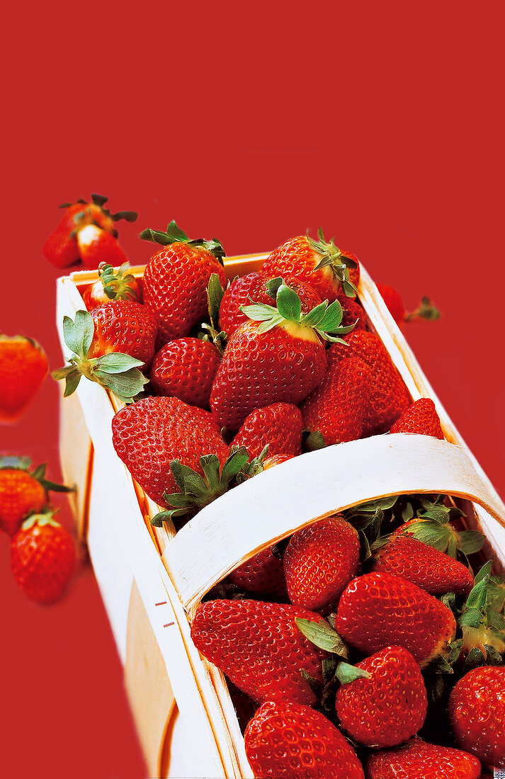 Close-up of fresh strawberries in basket