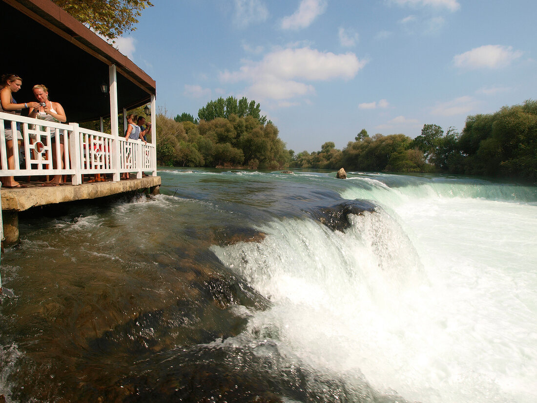 Tourists viewing waterfall at Manavgat, Turkey