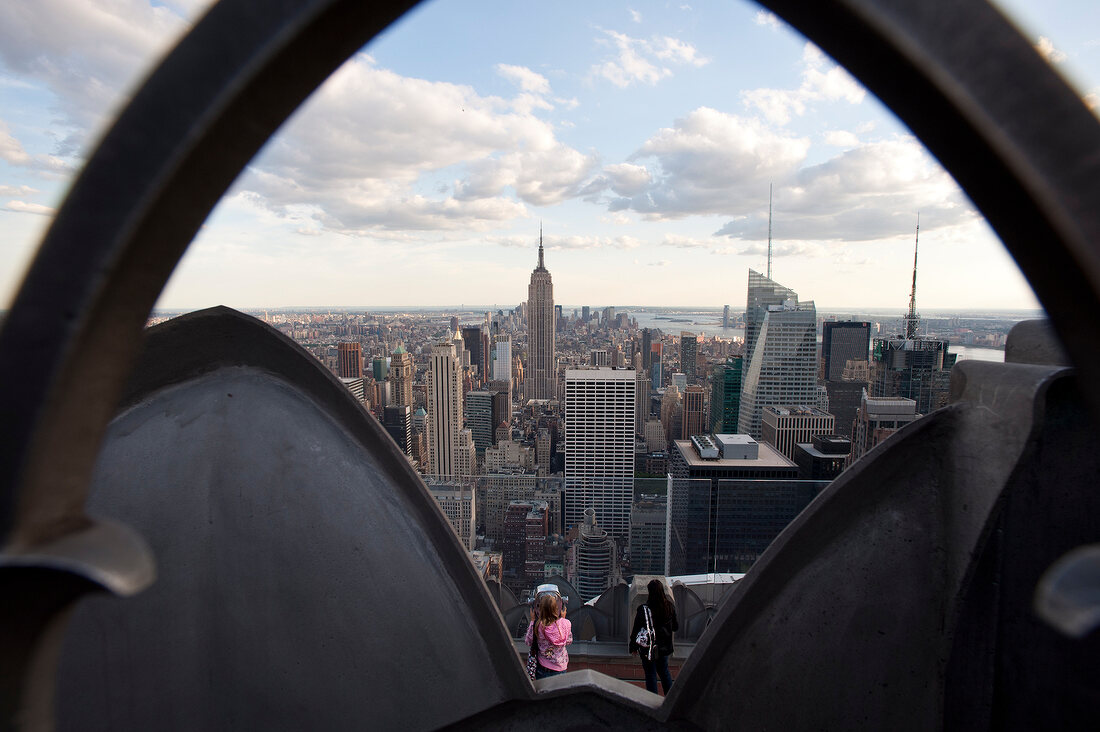 View of New York city from telescope in USA