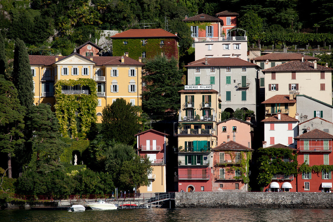 View of former fishing village of Varenna, Lake Como, Italy