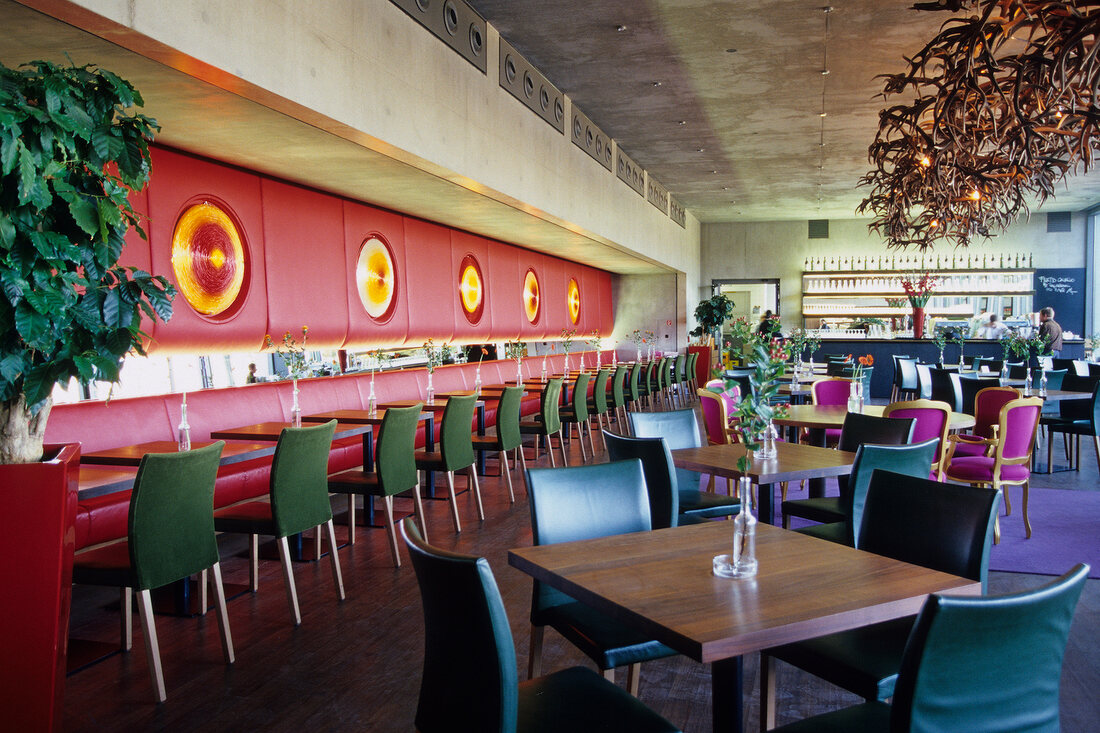 Interior of cafe in Museum of Modern Art, Salzburg, Austria