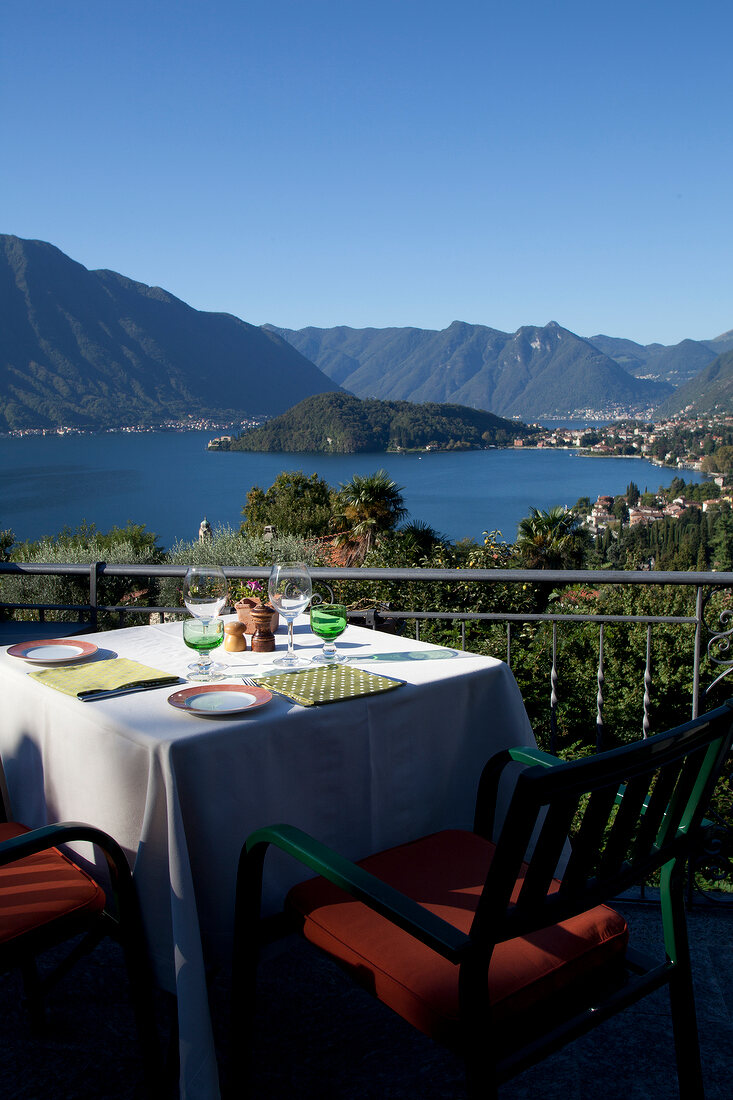 View of Lake Como from the terrace of the Al veluu Restaurant, Italy