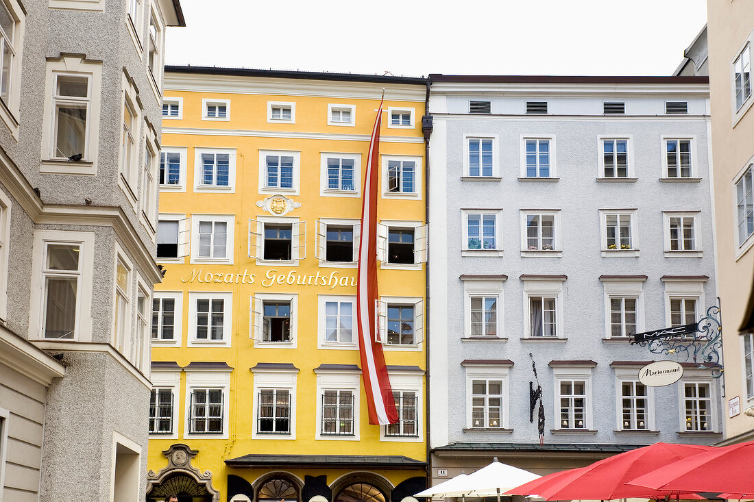 Mozart's birthplace in the Getreidegasse, Salzburg, Austria