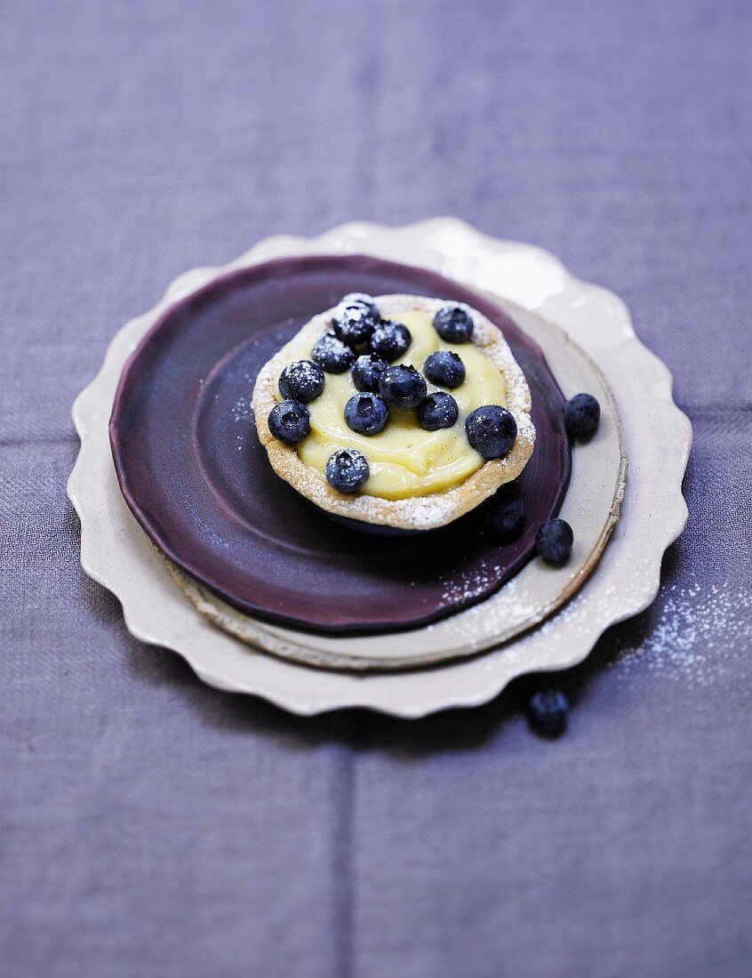 A buckwheat tartlet with blueberries