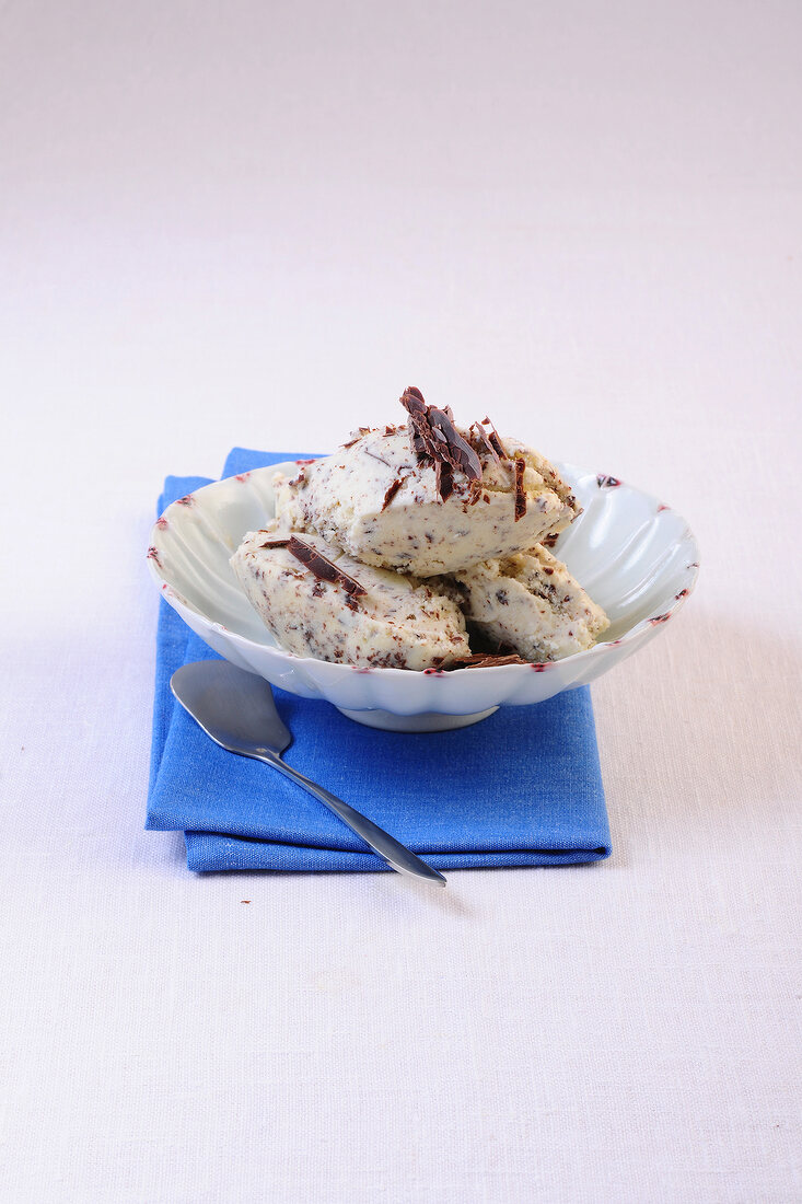 Stracciatella ice cream in bowl