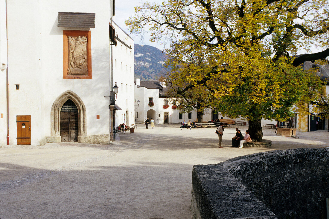 View of courtyard of fortress, Salzburg, Austria