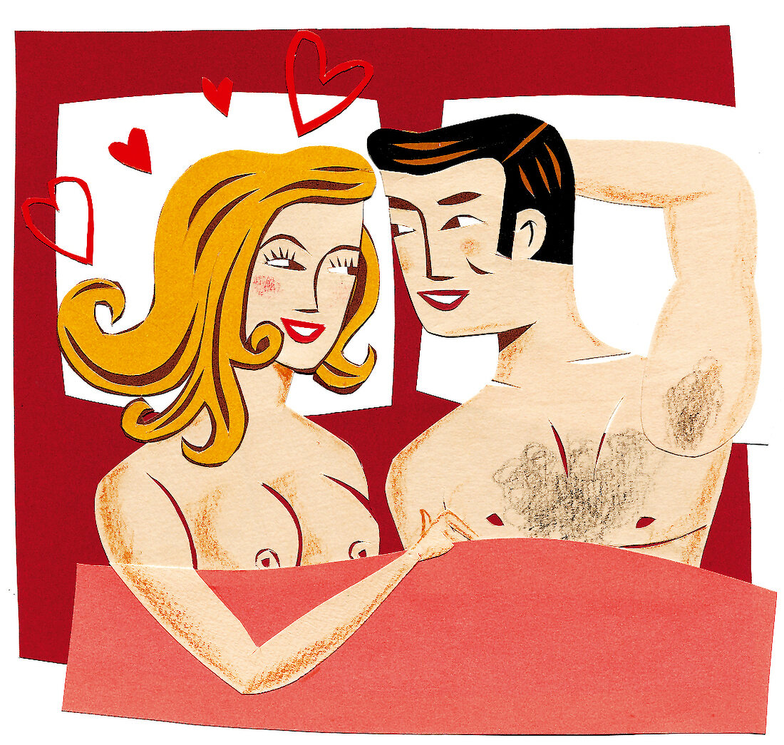 Illustration Paar im Bett 