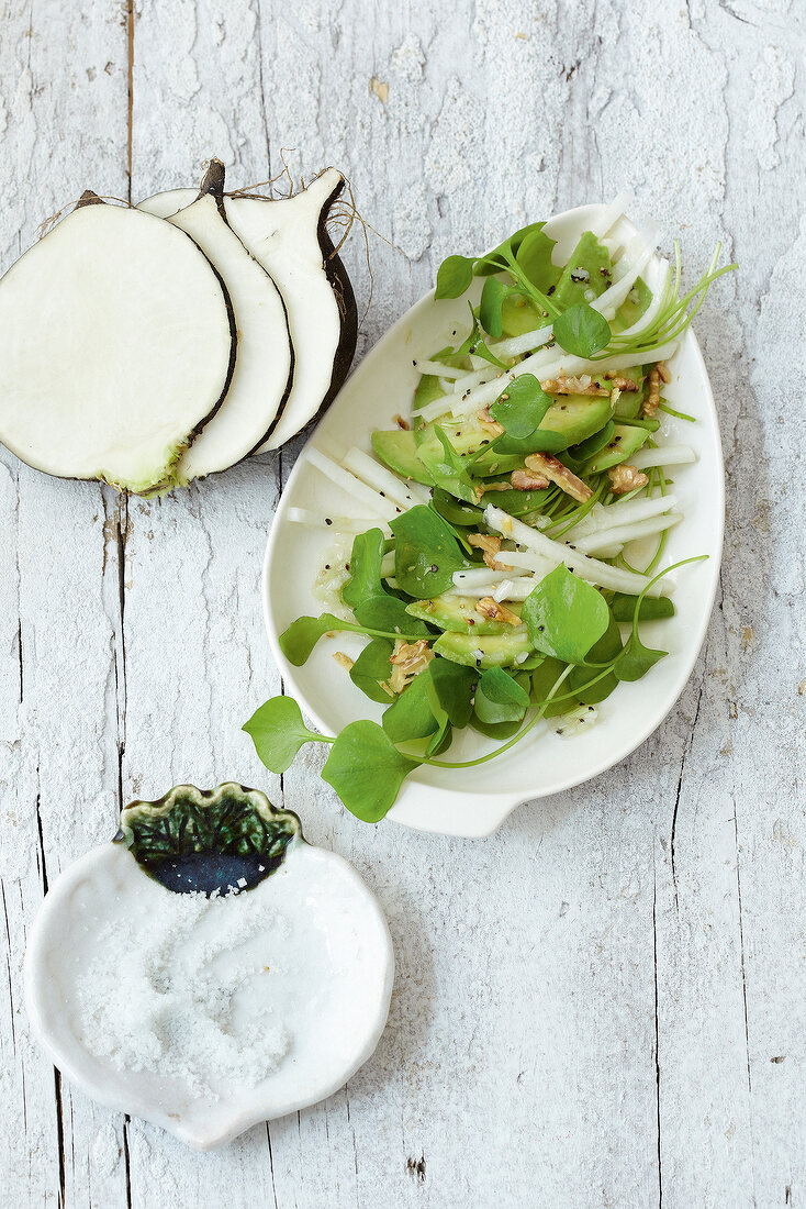 Salate, Postelein mit Avocado