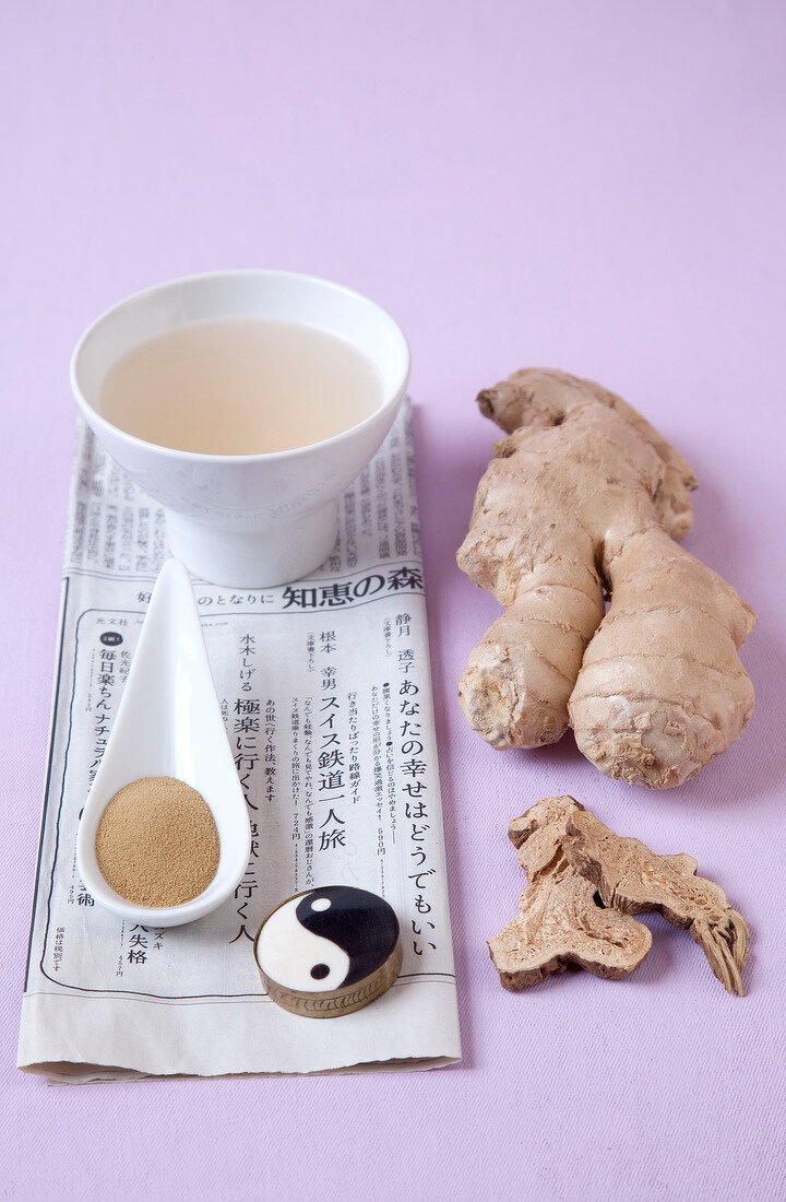 Japanese kampo medicine on purple background