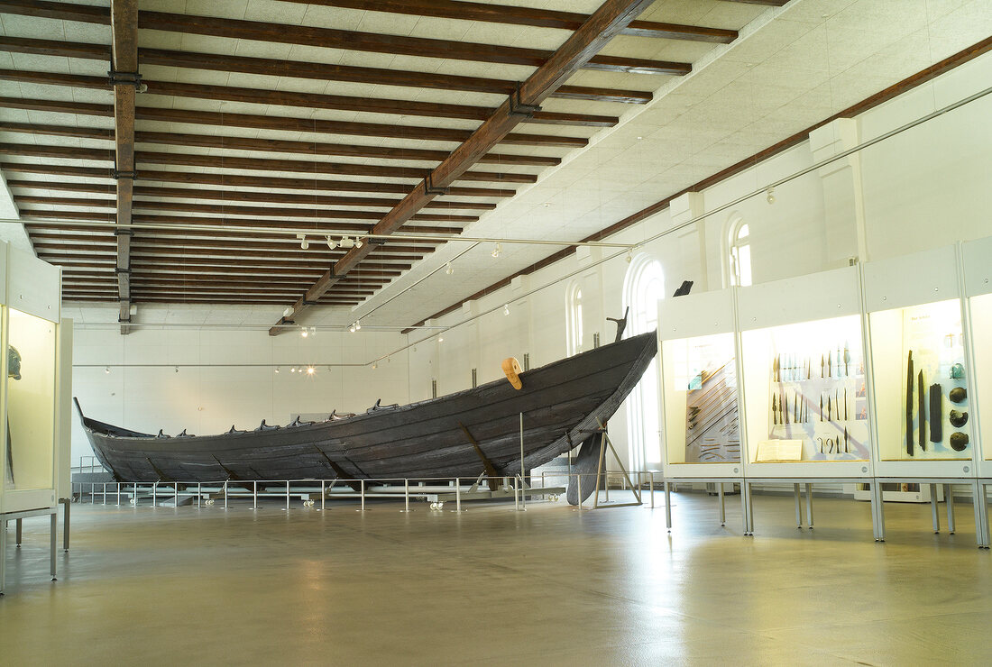 The Nydam oak boat at Gottorf Castle in Schleswig, Germany