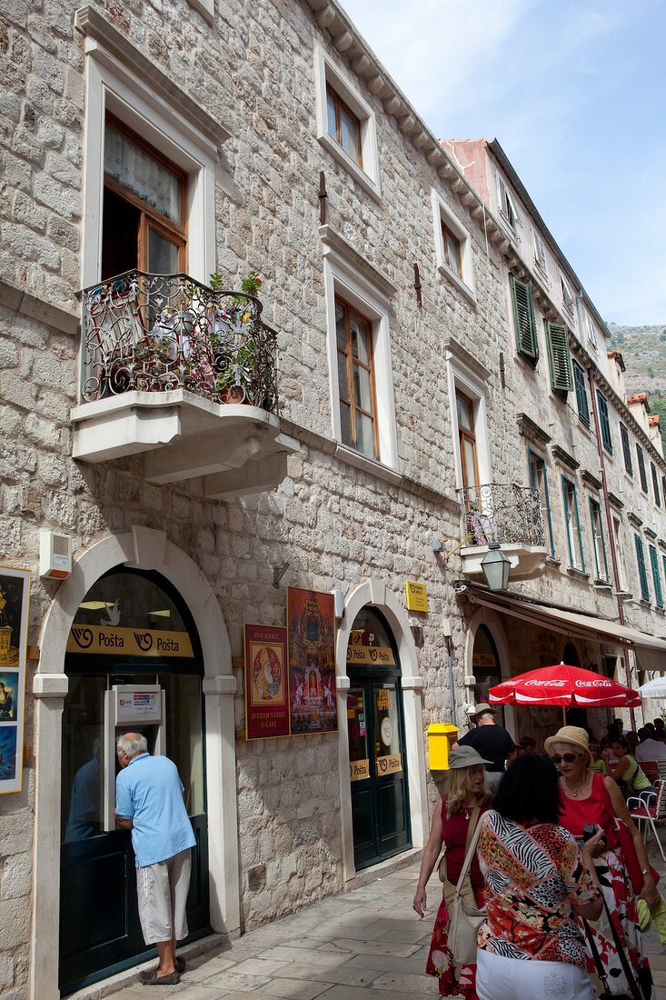 Facade of Stone building and windows in Dumbrovnik, Croatia