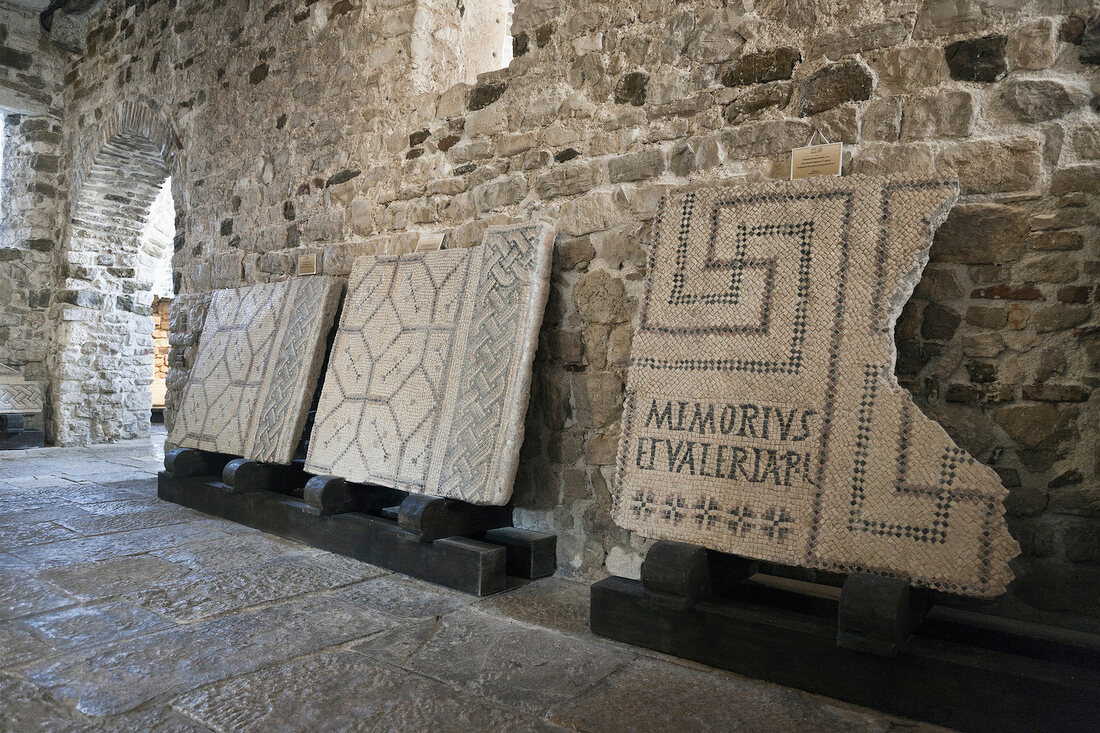 Mosaic floor in Euphrasius basilica at Porec, Istria, Croatia