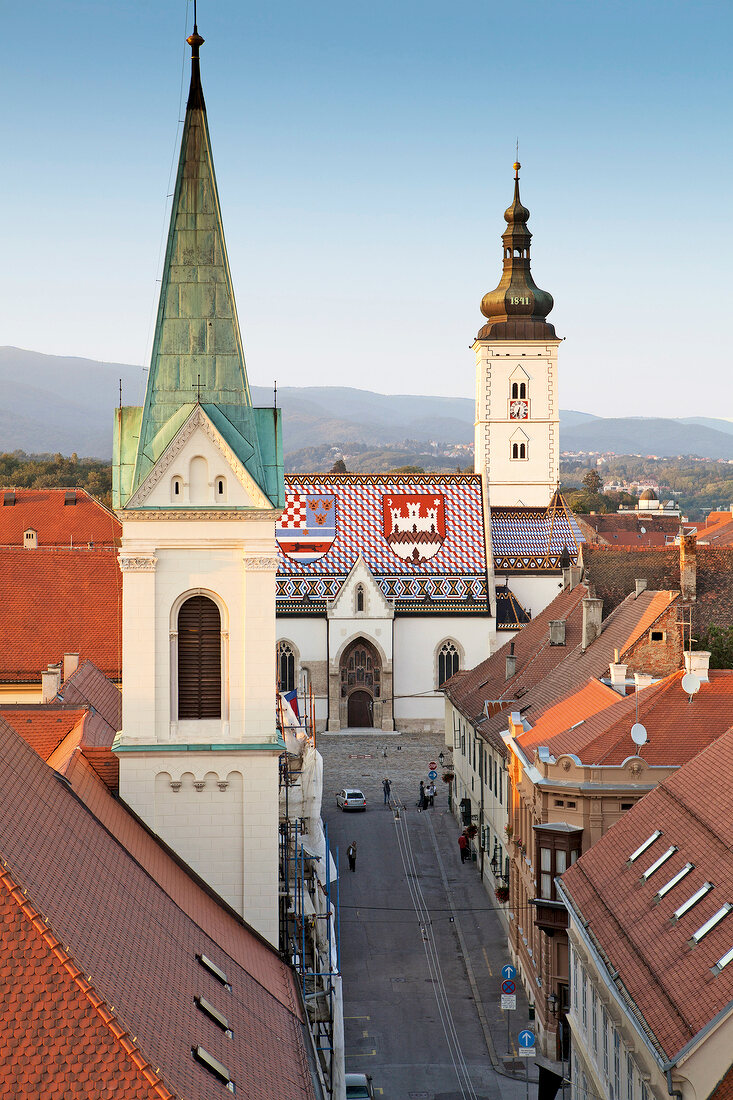View of St. Mark's Church in Zagreb, Croatia 