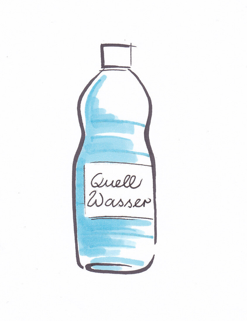 Wasserflasche, Quellwasser, Illu, Illustration