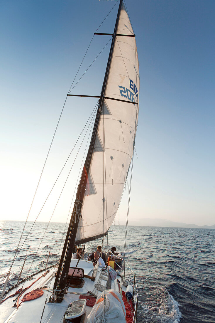 People on Sailboat in Adriatic sea,  Dalmatia, Croatia