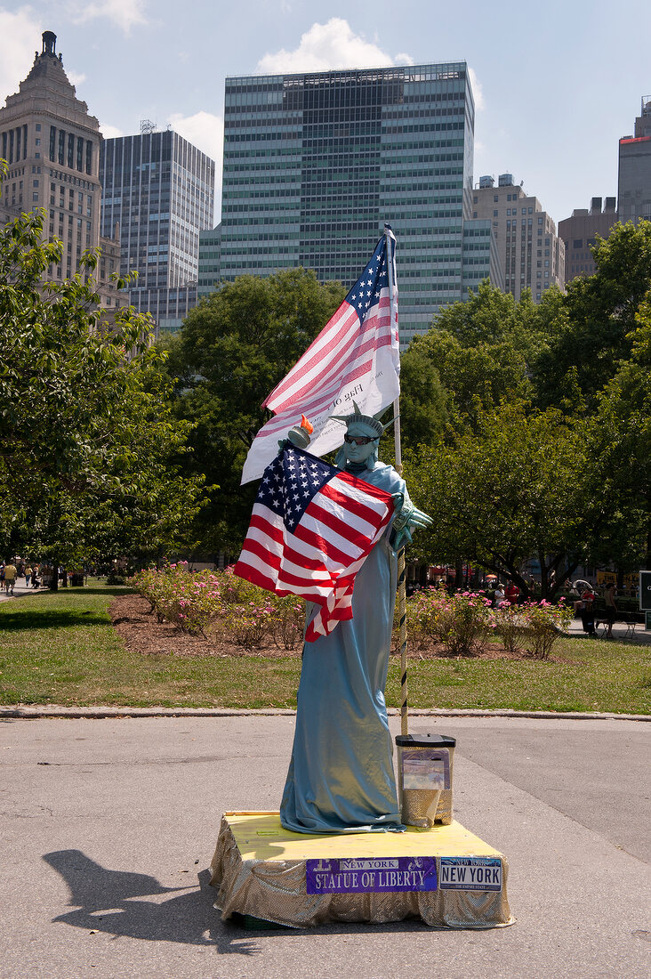 Imitation of Statue of Liberty at Battery Park in New York, USA