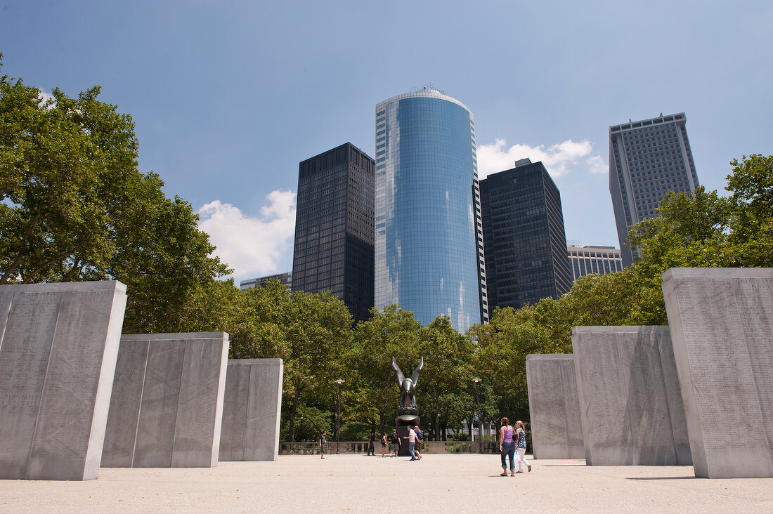 View of War Memorial in Battery Park at New York, USA