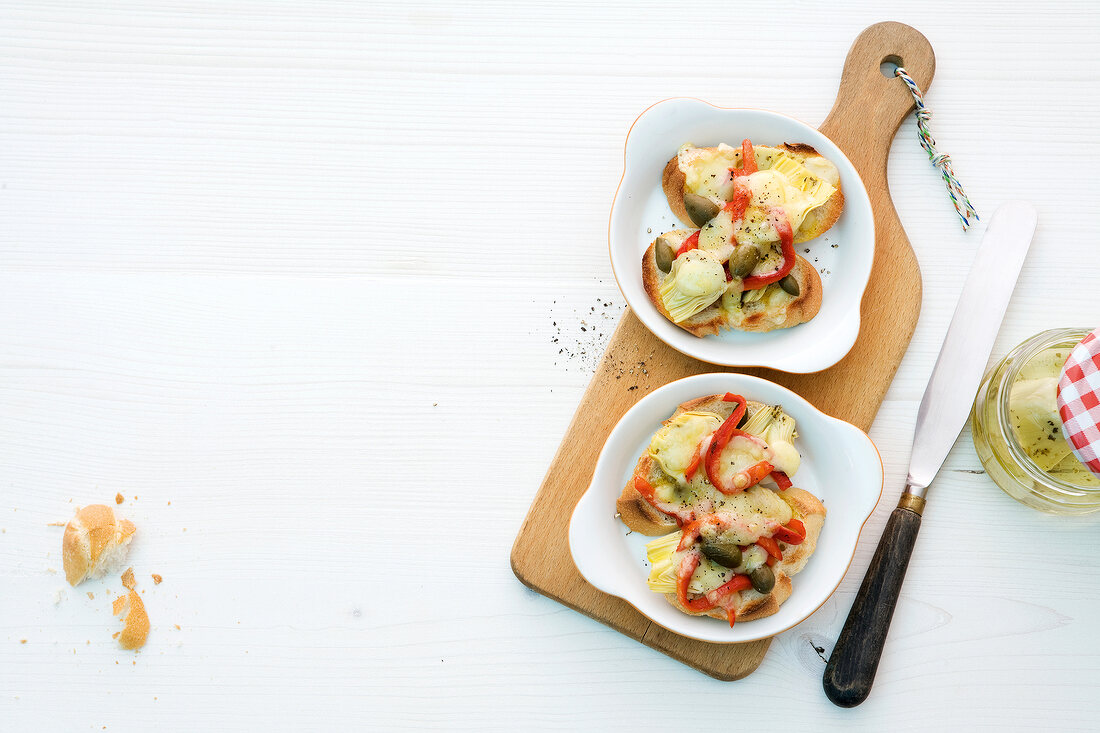 Cheese sandwiches in serving dish