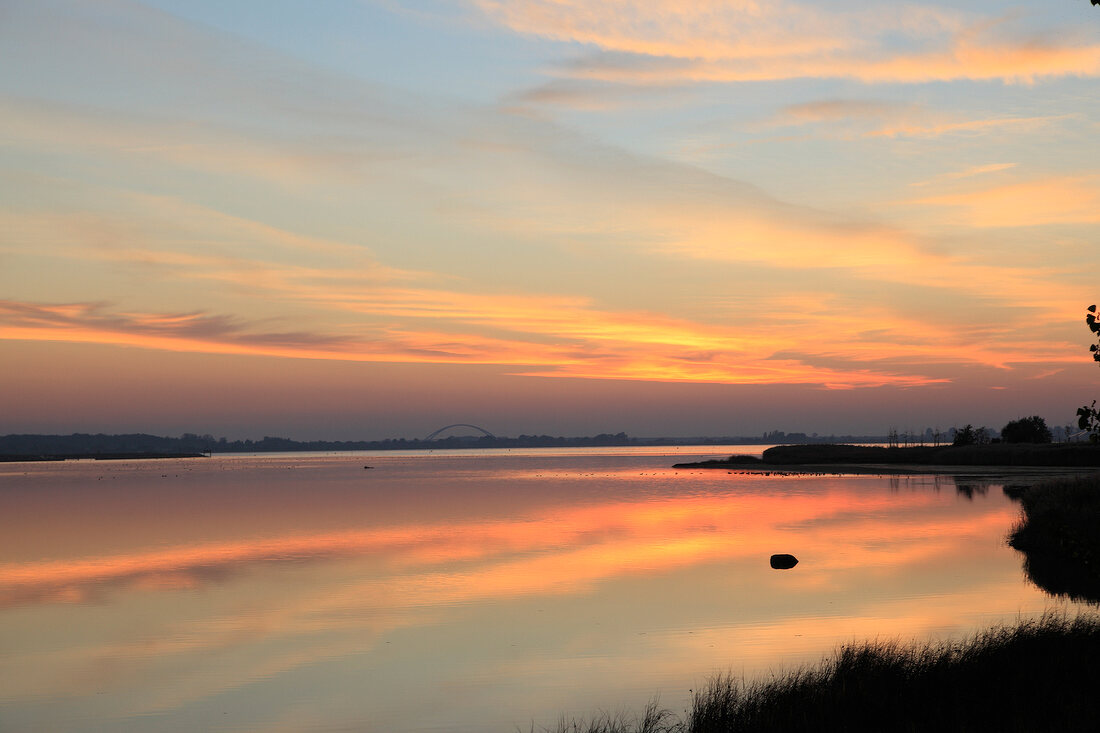 View of beautiful sea sunset at Baltic sea coast, Germany
