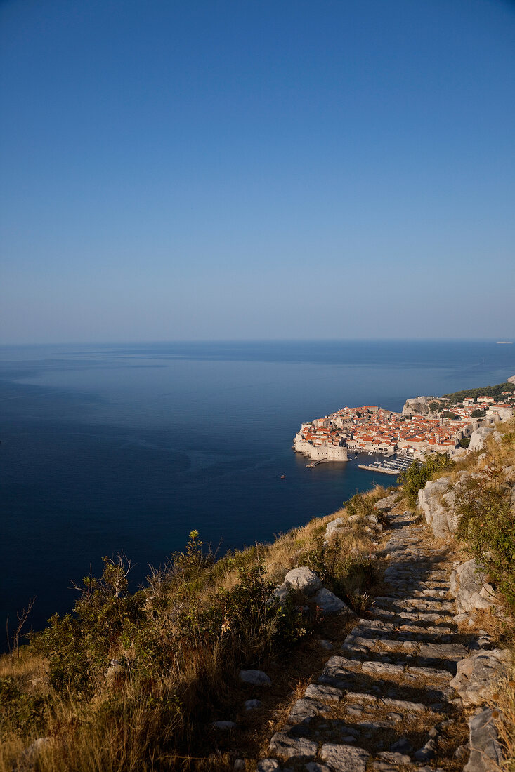 Cityscape of Dubrovnik in Dalmatia, Croatia, Aerial view