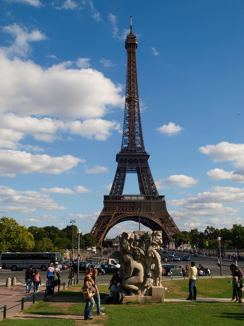 Monument in front of Eiffel Tower, Paris, France