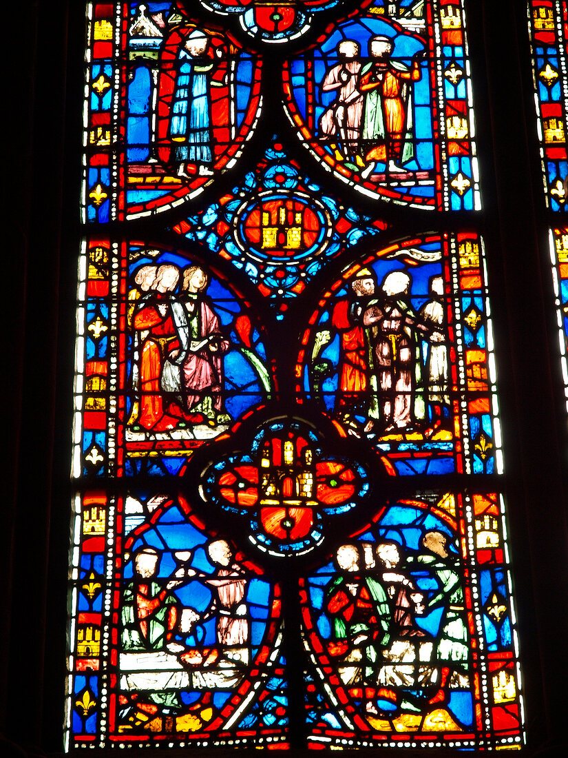 Glass motif in Sainte Chapelle in Paris, France