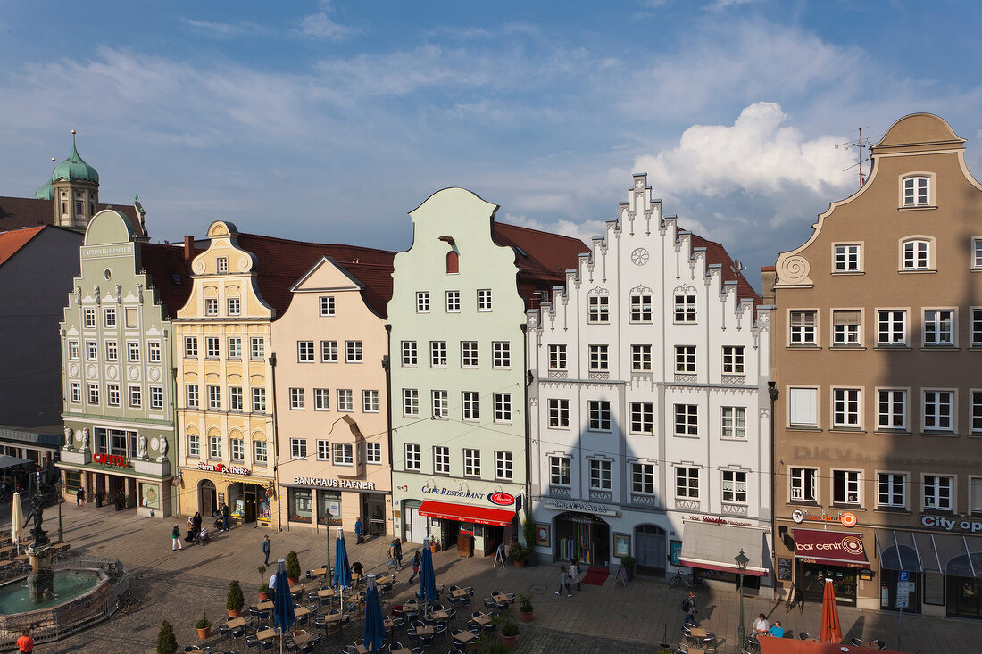 Gabled houses at Moritz Square in Augsburg, Bavaria, Germany