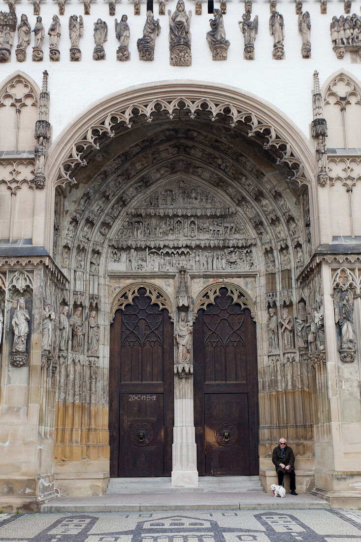 Facade of St. Mary's Cathedral in Augsburg, Bavaria, Germany