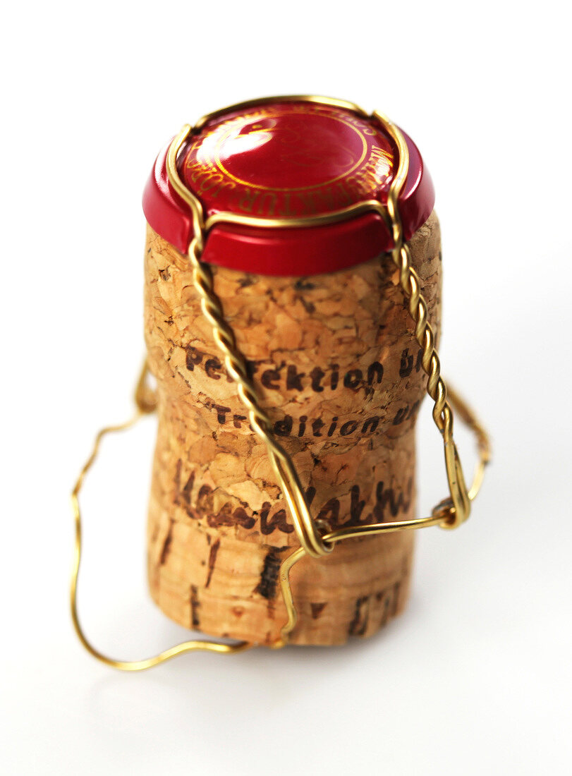 Close-up of champagne cork, cut out