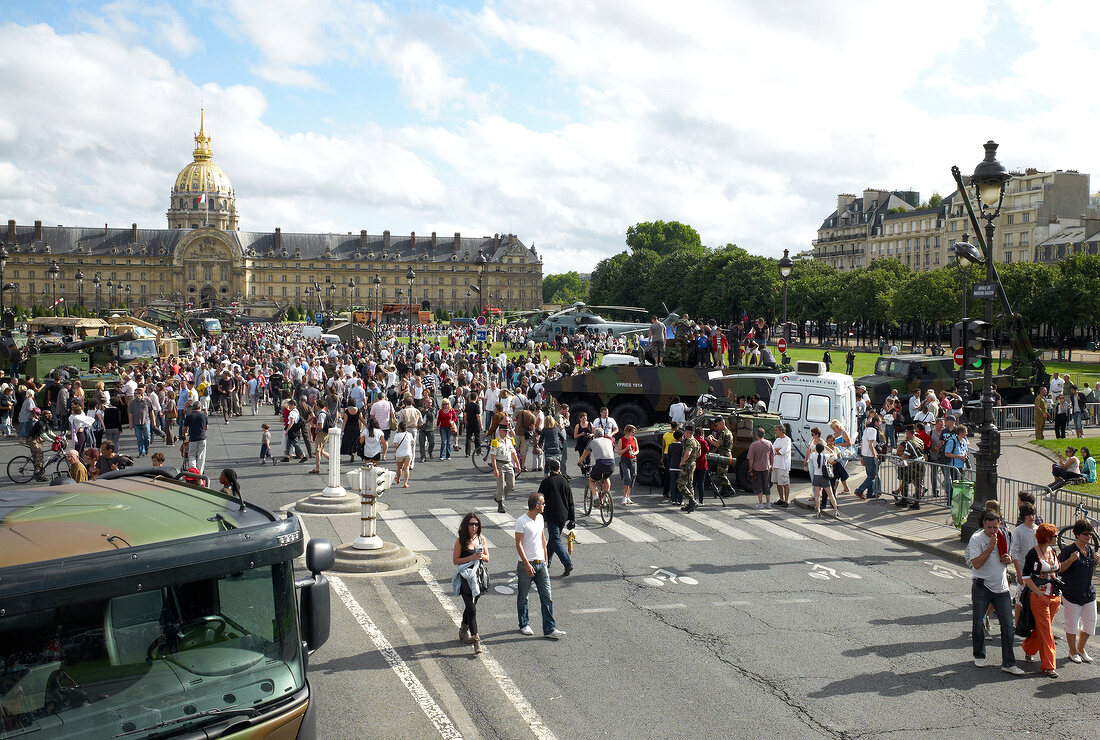 People at military parade in Paris, France