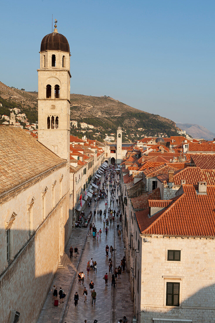 View of people on stradun in Dubrovnik, Croatia