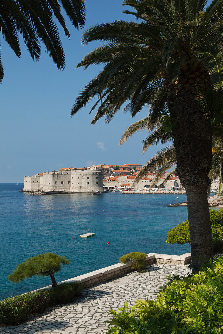 View of Dubrovnik and sea bay in Croatia