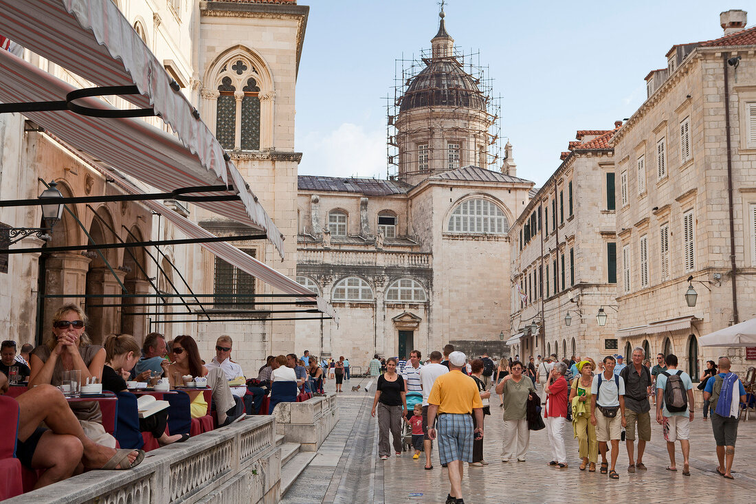People at Pred Dvorom in Old Town, Dubrovnik, Croatia