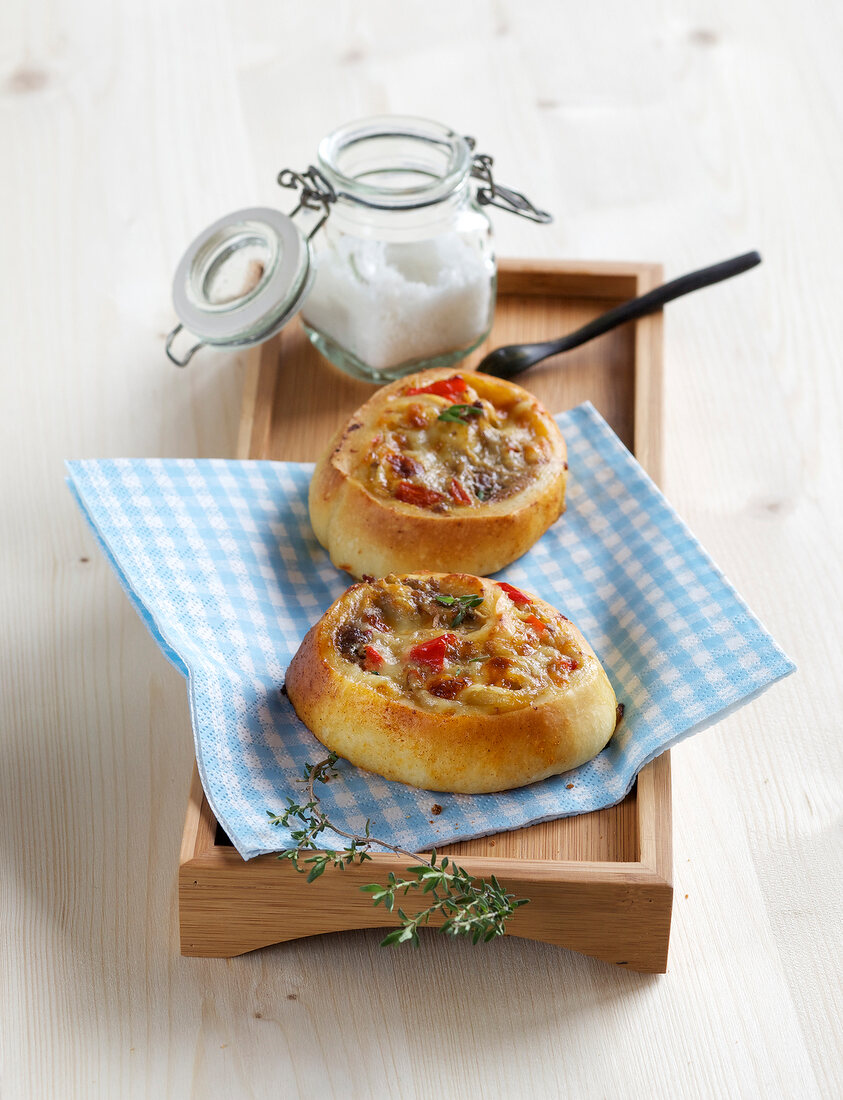 Minced snails on wooden tray