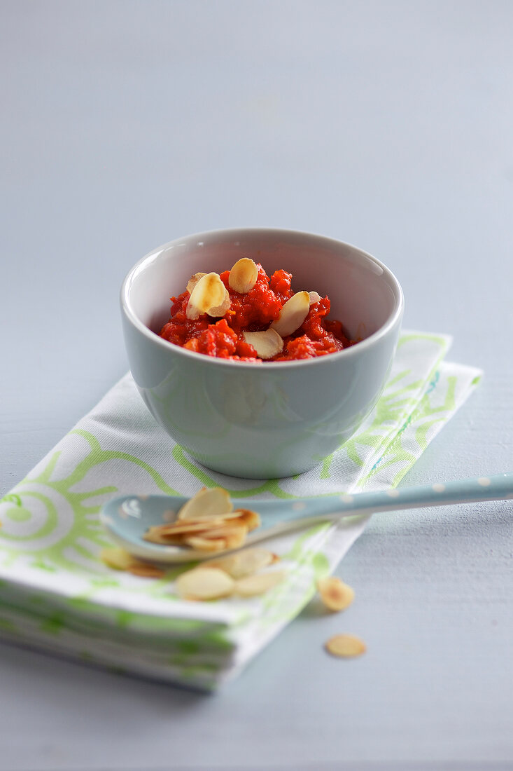 Pepper and almond dip on napkin