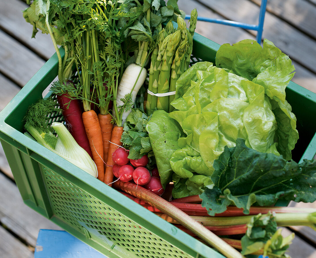 Fresh vegetables in crate