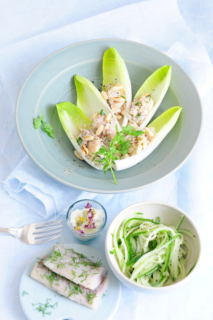 Herring with dill and cucumber salad