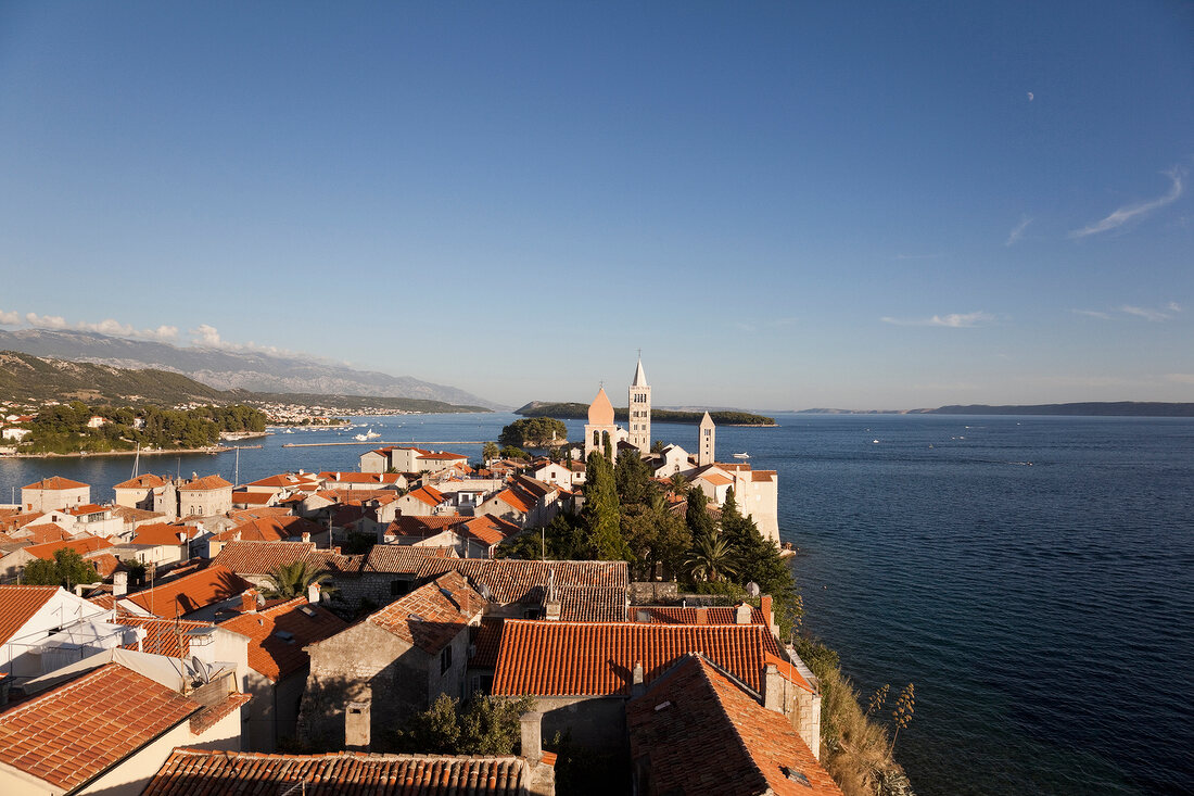 View of cityscape and steeples, Kvarner, Croatia