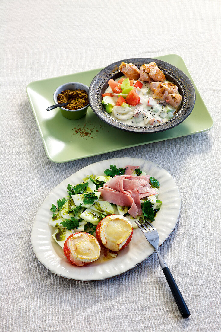 Schlank im Schlaf, Gurken-Tomaten-Salat, Kohlrabi-Petersilien-S.